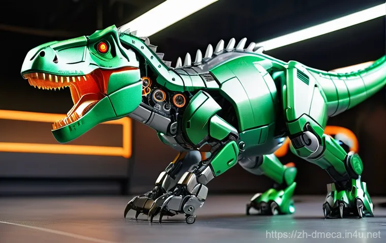 공룡메카드와 다른 메카드 시리즈 비교 - **Image Prompt: Dynamic T-Rex Mech Transformation**
    A highly detailed, vibrant, and futuristic t...