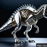 공룡메카드 제작진의 의도 분석 - A futuristic mechanical dinosaur inspired by the fusion of ancient dinosaur anatomy and advanced rob...