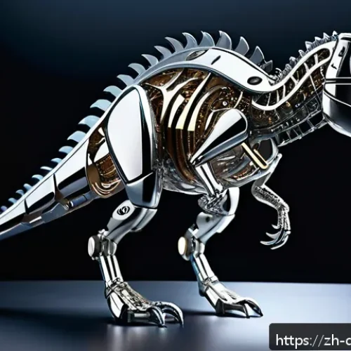 공룡메카드 제작진의 의도 분석 - A futuristic mechanical dinosaur inspired by the fusion of ancient dinosaur anatomy and advanced rob...