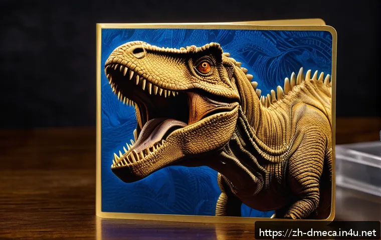 공룡메카드 공룡 카드 수집 방법 - A detailed close-up of a rare dinosaur card from the "恐龙메卡드" collection displayed in a high-quality ...